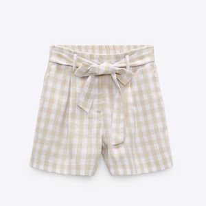 NWT Zara gingham paper bag shorts